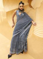 Georgette Grey Traditional Wear Printed Saree